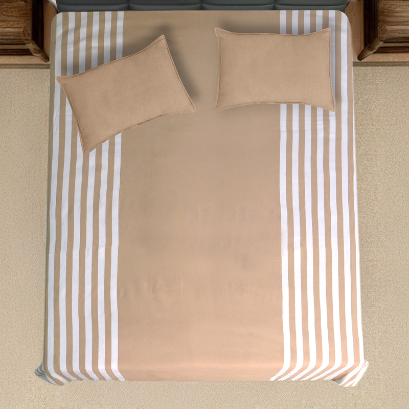Saral Home Balance Cotton Bedsheet (Beige) - 102 TC media 3