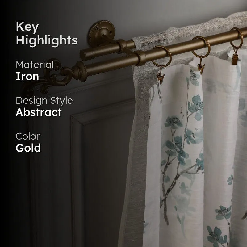Andalus Duo Extendable 1" Double Curtain Rods With Abstract Finial & Brackets (Gold) media 2