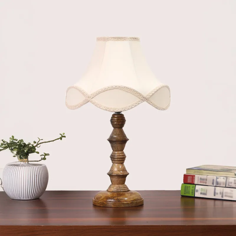 Valencia Arc Timber Wooden Table Lamp - Off White,Brown media 3