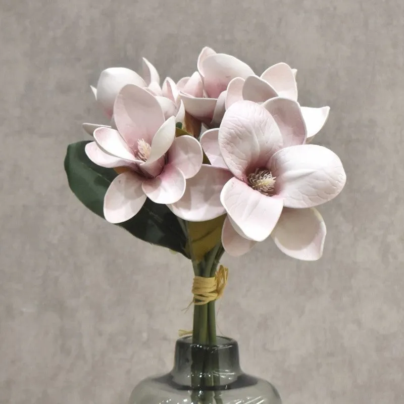 Classic Magnolia Artificial Flower Bunch - Brown media 4