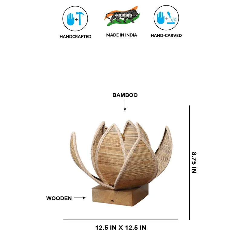 Wovara Bamboo Rose Edge Table Lamp - Beige media 7