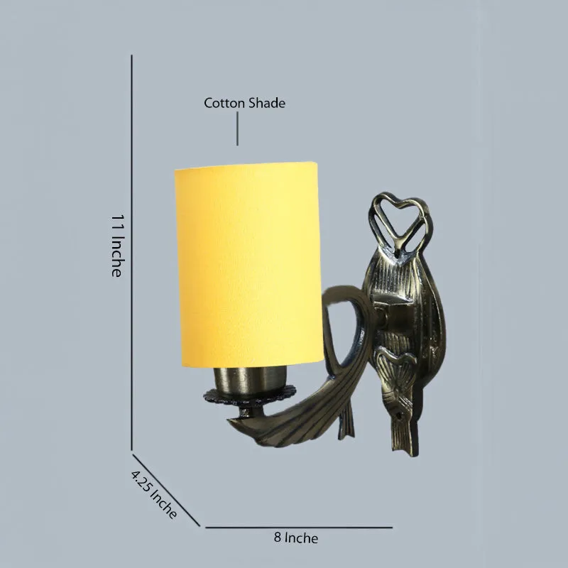 Love Gleam Atva Cylindrical Fabric & Metal Wall Lamp - Yellow media 5