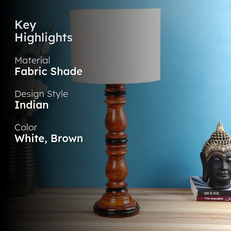 Urbane Argyle Fabric Table Lamp - White,Brown media 2
