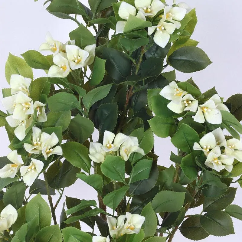 Faux Realtouch White Bougainvillea Plant With Black Plastic Pot - 4.1 Feet media 8