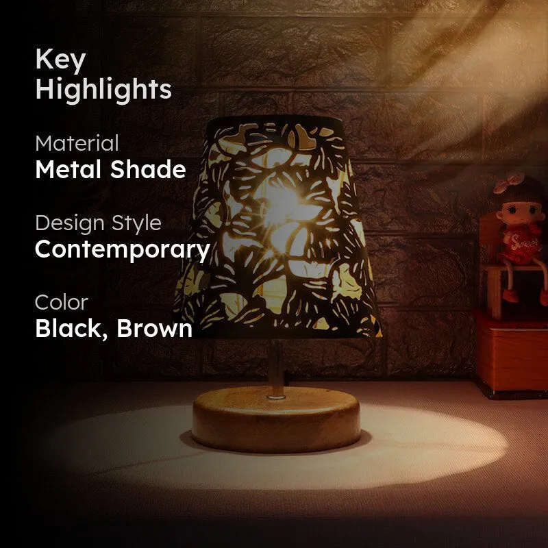 Rexa Flora Etched Metal Table Lamp - Black media 2