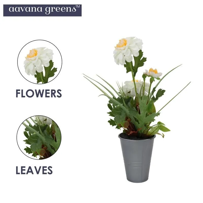 Artificial Bonsai Flower Plant with Ceramic Pot - 0.8 Feet (white) media 5