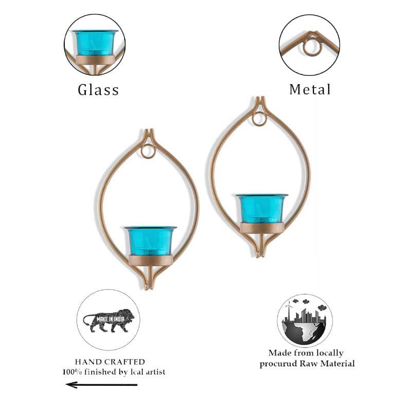 Leafy Sconce Candle Holder (Turquoise) - Set Of Two media 6