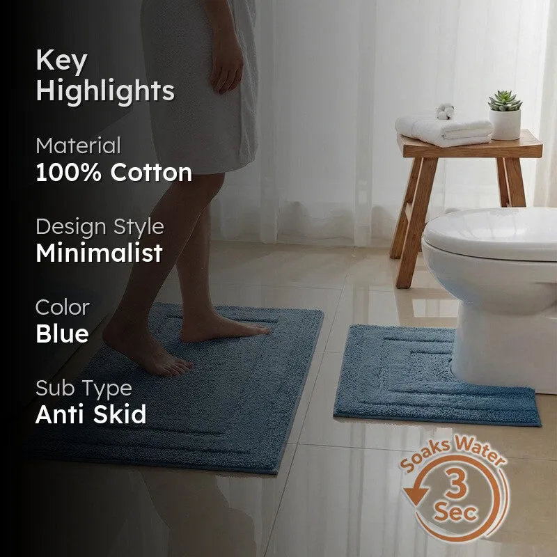 Aqualoom Anti skid Bath Mat (Light Blue) - Set Of Two media 2