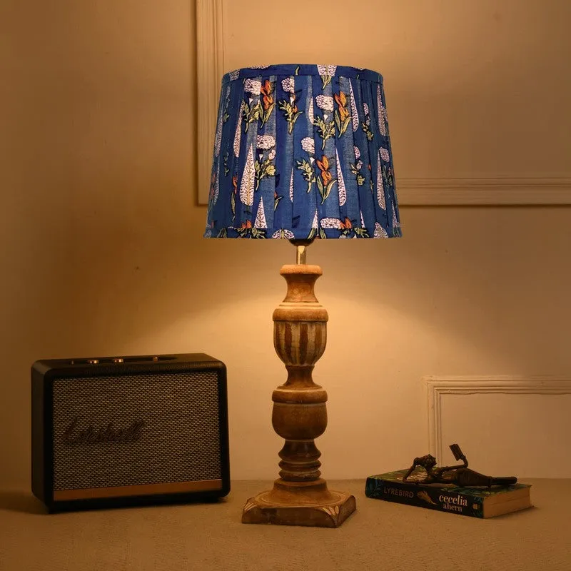 Twilight Flora Wooden Base Cotton Table Lamp - Multicolor media 1