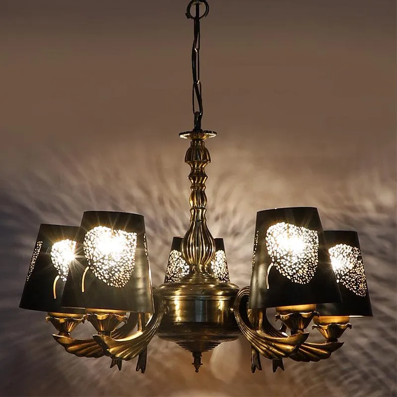 Candra Etched Vistara Golden Antique Ceiling Lamp media 1
