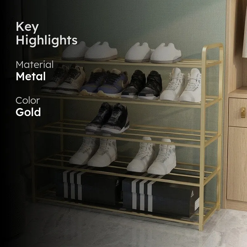 Wide Metal Shoe Rack - Gold media 2