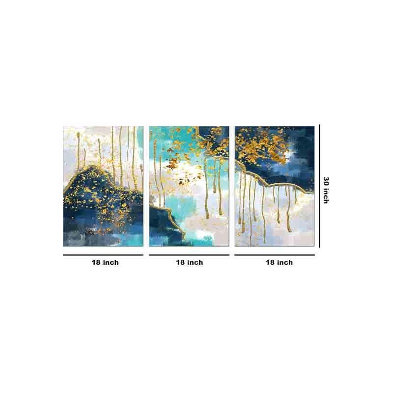 Gold Waves Poly Canvas Wall Art - Three Piece Set media 7
