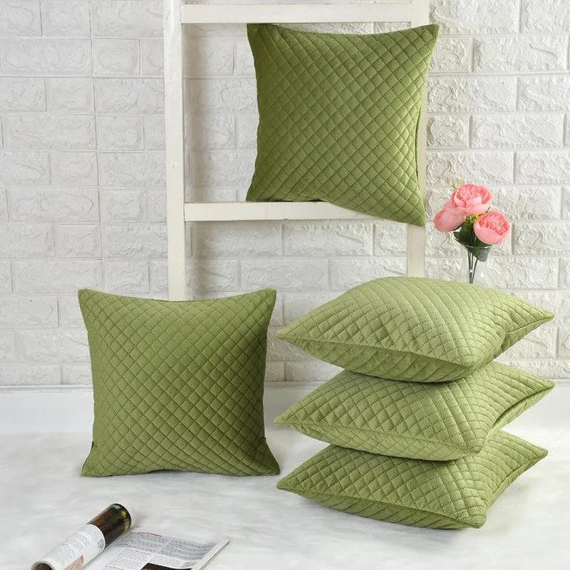 Orson Quilted Velvet Cushion Cover (Light Green) - Set Of Five - 3
