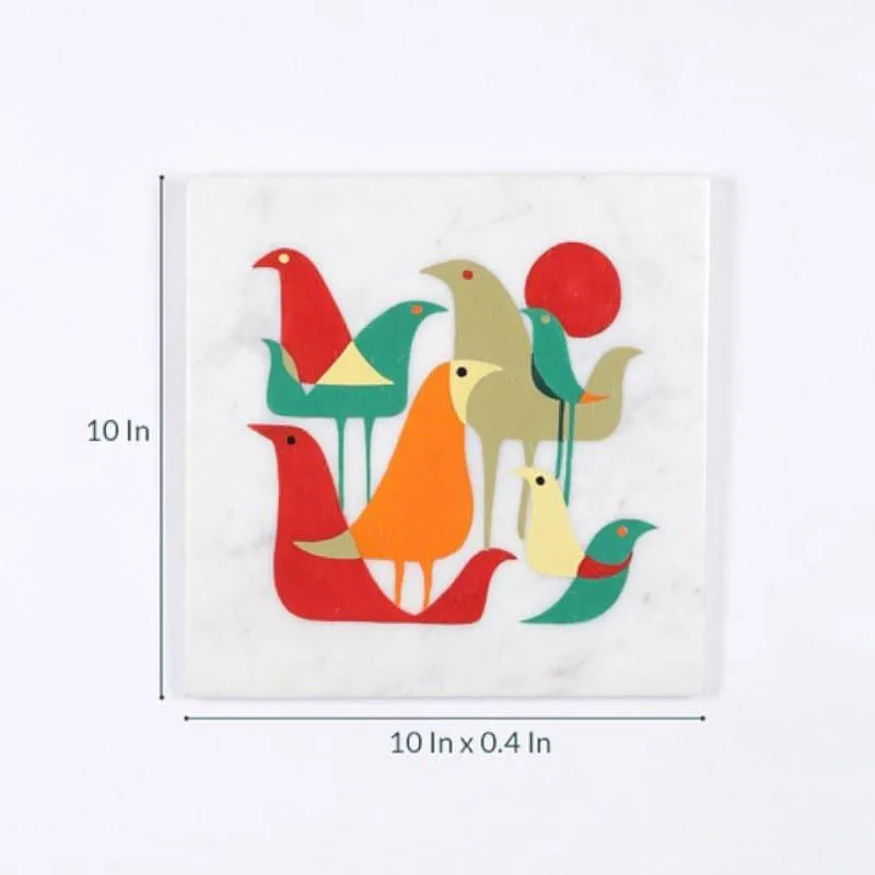 Bird Flock Hand Painted Marble Wall Accent media 5