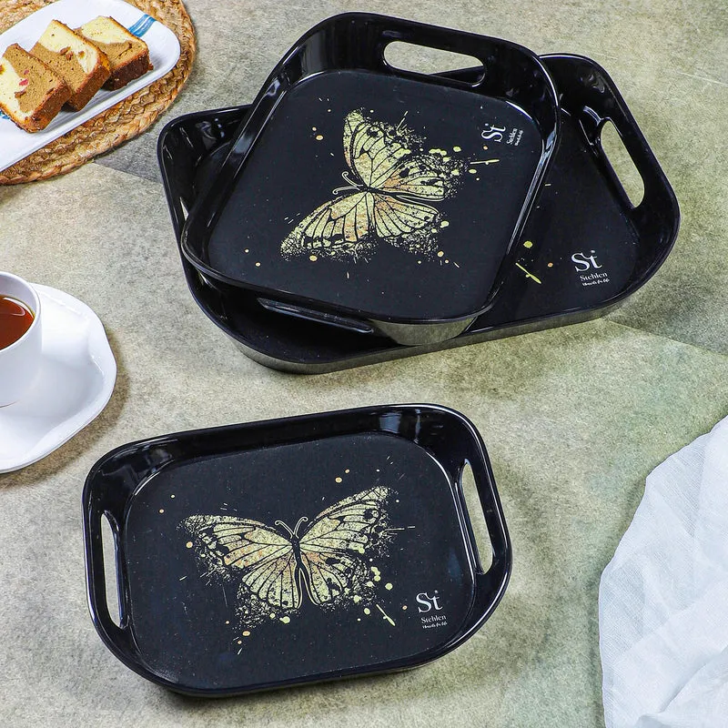Papilon Shimmer Melamine Serving Tray - Set Of Three media 1
