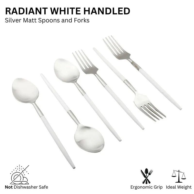 Stirling Stainless Steel Cutlery Set (Silver & White) - Twelve Piece Set media 4