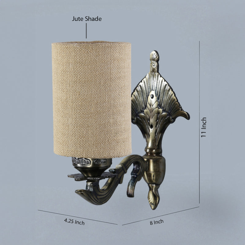 Magda Masique Cylindrical Fabric & Metal Wall Lamp - Beige media 4
