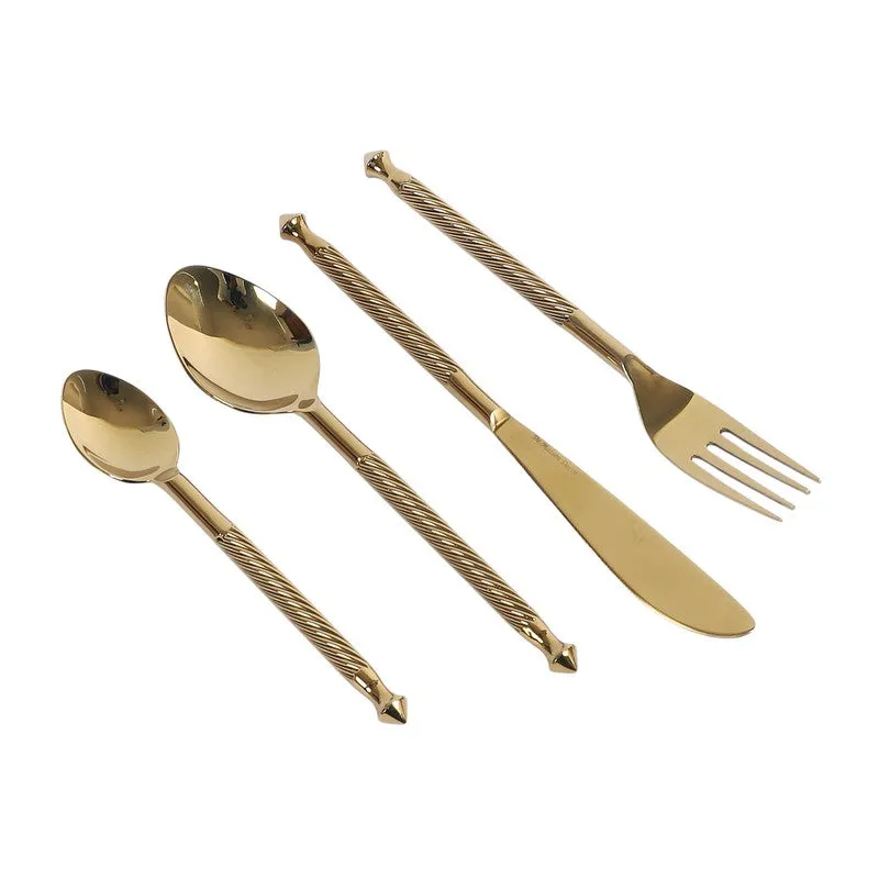 Opulen Stainless Steel Cutlery Set (Gold) - Twenty Four Piece Set media 3