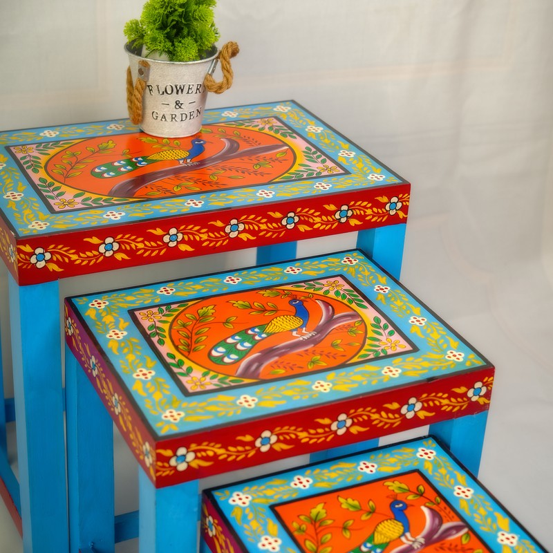 Avrix Painted Mango Wood Stool - Set Of Three media 6