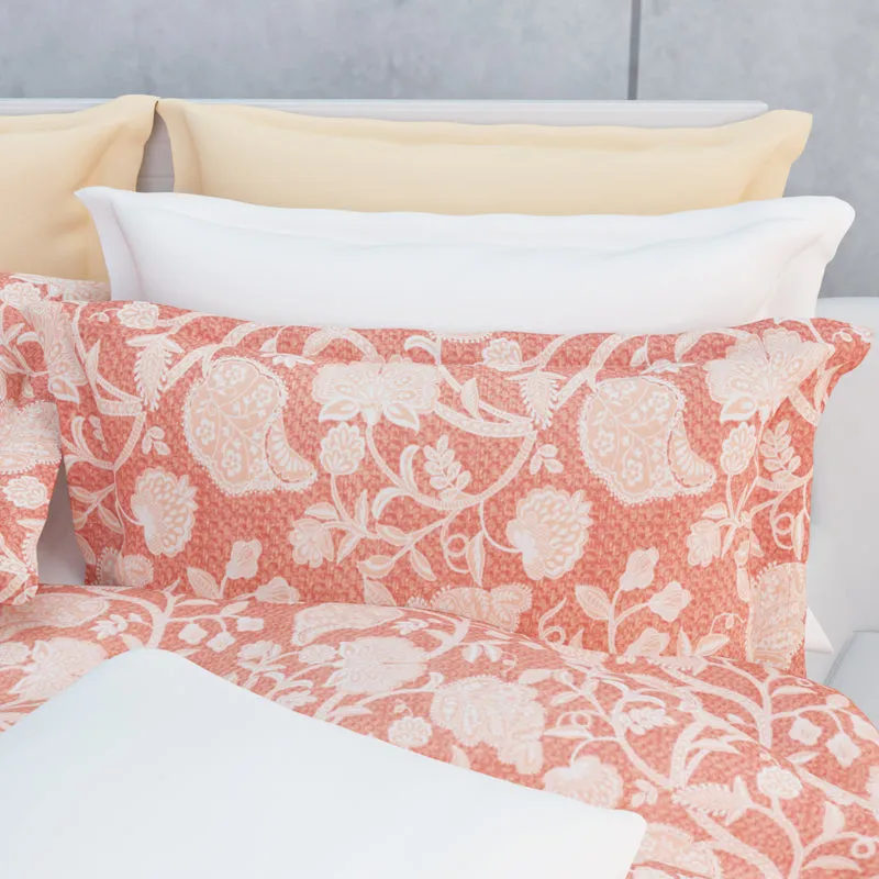 Dream Vines Cotton Bedsheet (Peach) - 144 TC media 9