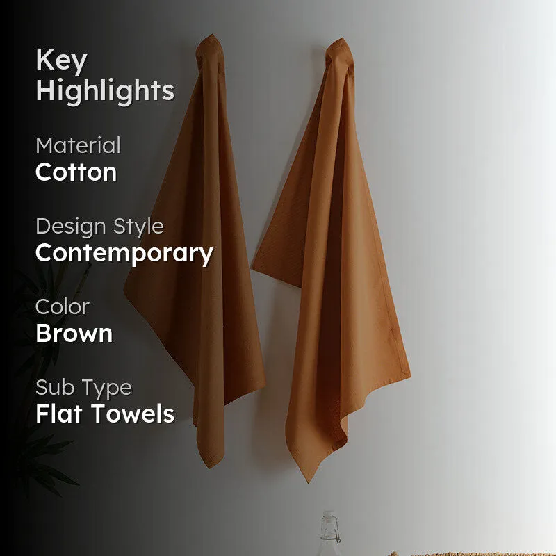 Sophistitch Solid Cotton Kitchen Towel (Brown) - Set Of Two media 2