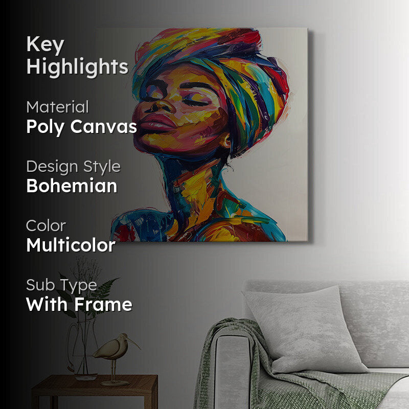 Multi-Colored African Woman Wall Painting media 2