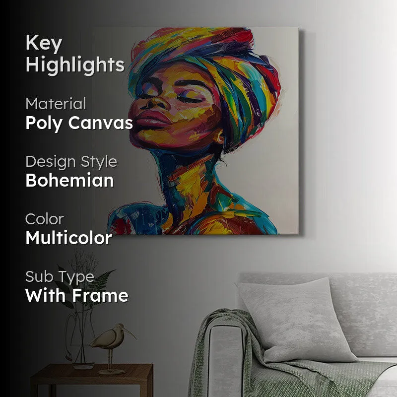 Multi-Colored African Woman Wall Painting media 2