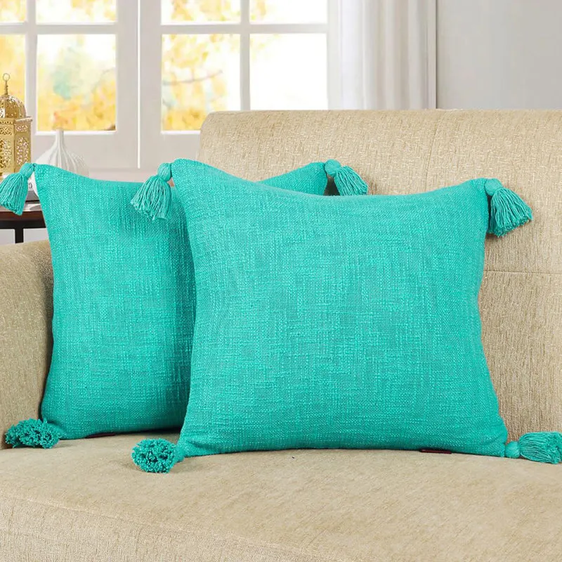 Claira Solid Cushion Cover (Blue) - Set Of Two media 1