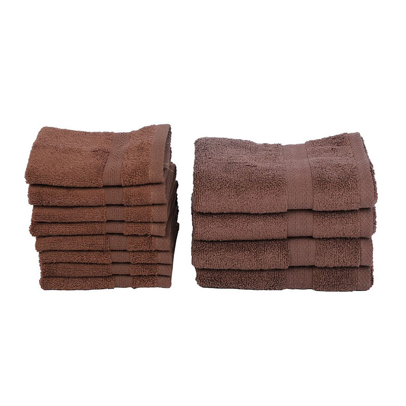 Miorah Hand & Face Towel Combo (Brown) - Set Of Twelve media 3