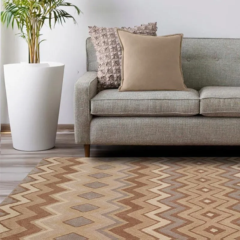 Shelob Hand Tufted Geometric Wool & Nylon Carpet - Brown media 8
