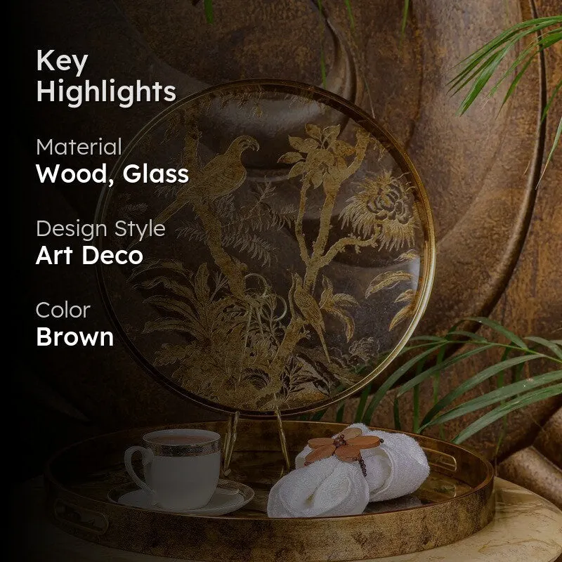 Royal Nest (Wood,Glass) Serving Tray - Set of Two media 2