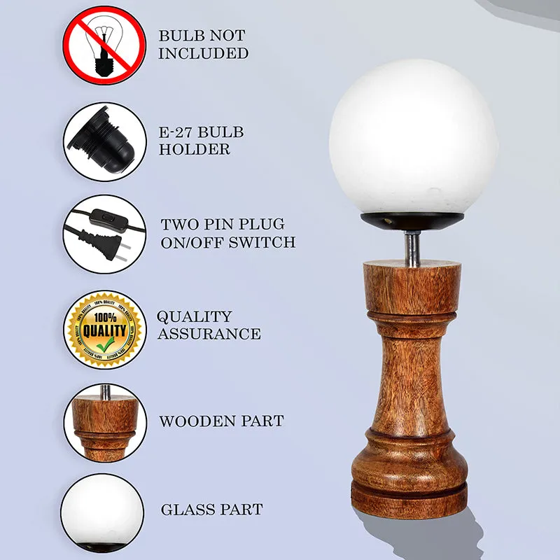 Chess Rook Wooden Table Lamp - Brown,White media 5