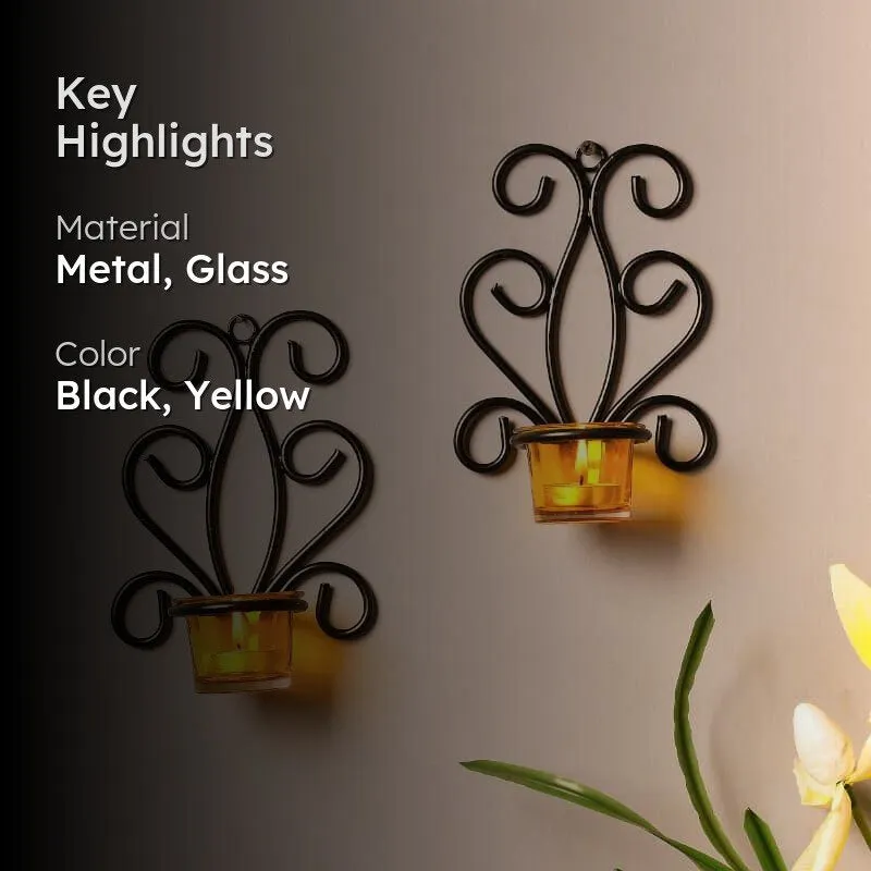 Antique Sconce Candle Holder (Yellow) - Set Of Two media 2