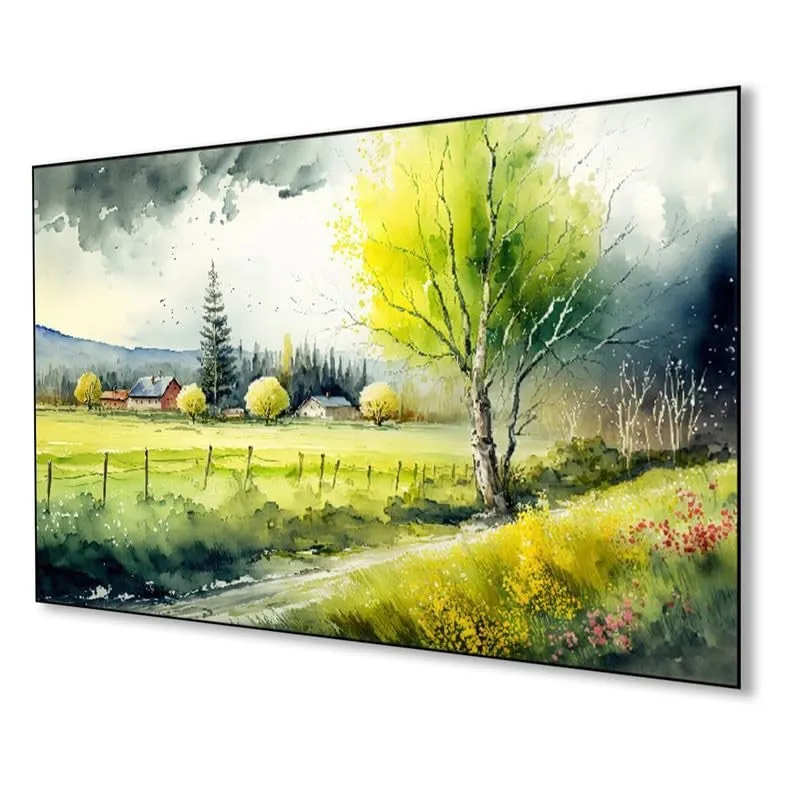 Sunlit Meadow Canvas Wall Painting With Frame media 5