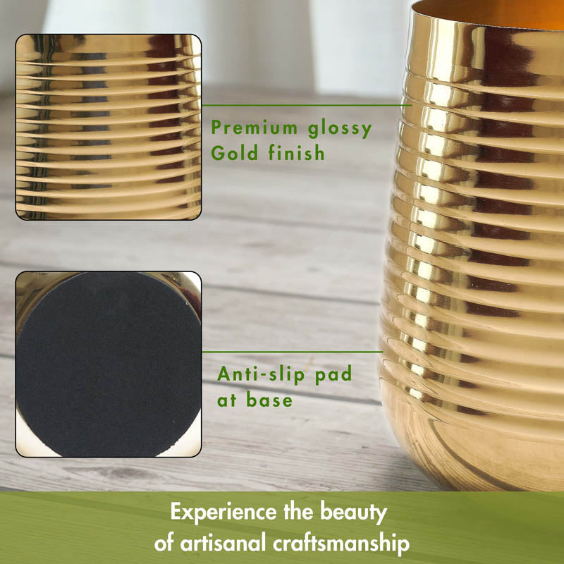 Shimmer Metal Gold Ribbed Planter - Gold media 5