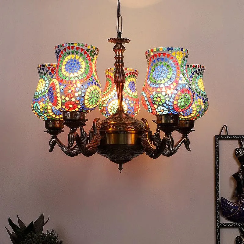 Elva Mayoora Mosaic Golden Antique Ceiling Lamp media 1
