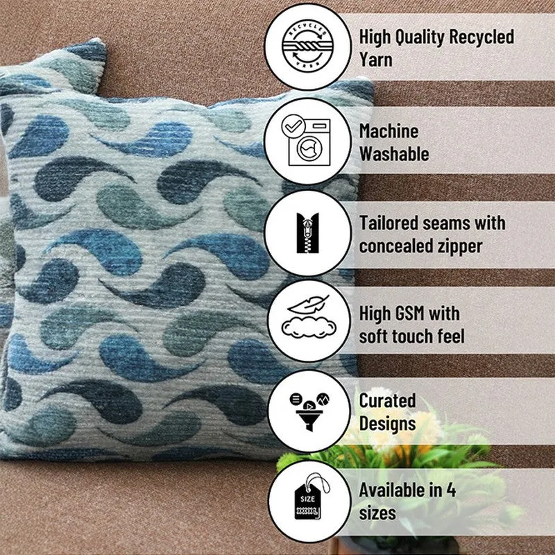 FloralDreamline Cushion Cover (Blue) - Set Of Three media 6