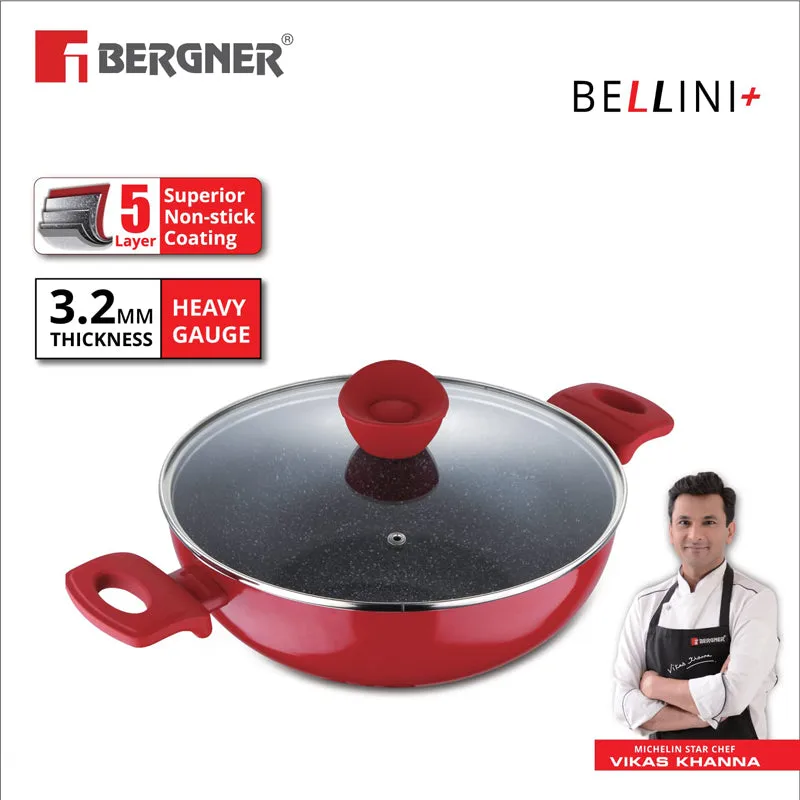 Bergner Bellini Plus Non Stick Kadhai With Lid (Red) - 5200 mL media 4