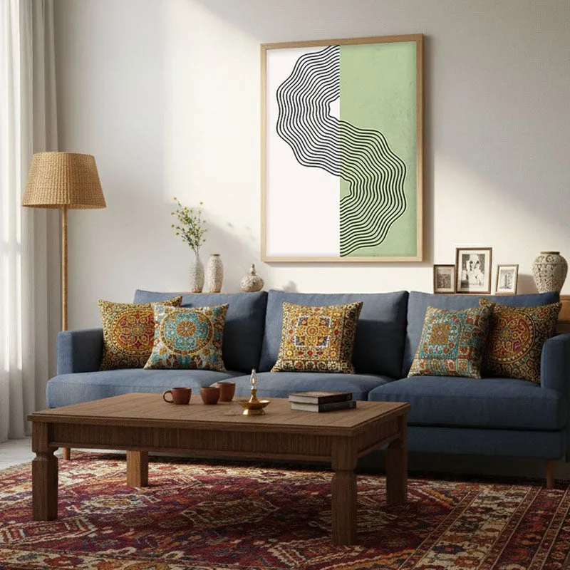 Ondas Green Archival Canvas Wall Art - Natural Brown Frame media 3