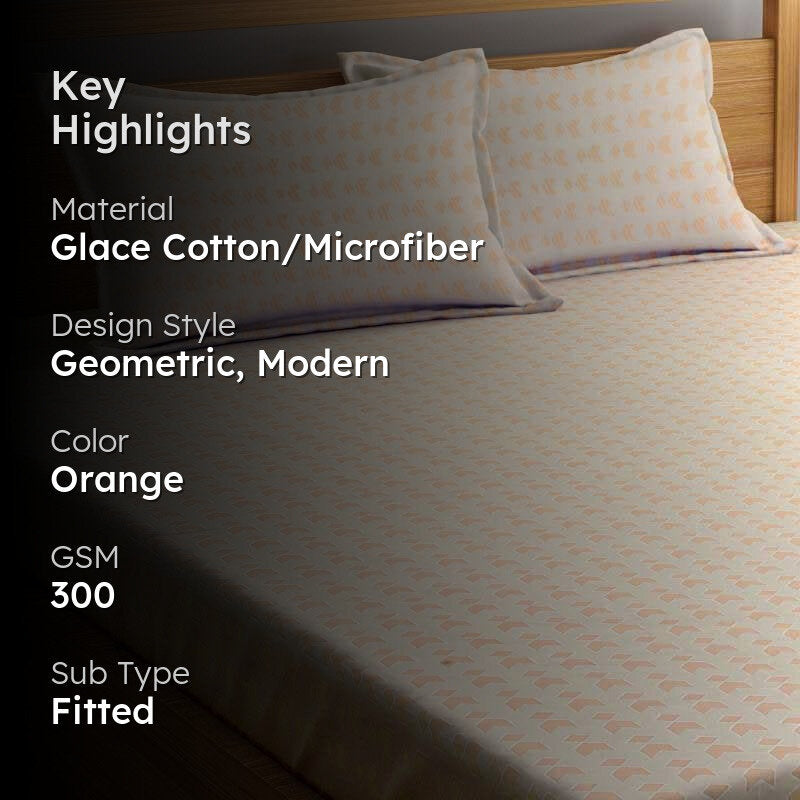 Miniature Mosaic - Orange Microfiber Bedsheet - 300 GSM media 2
