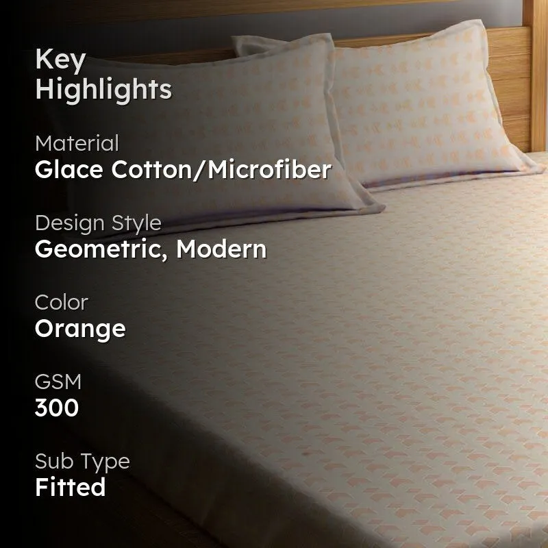 Miniature Mosaic - Orange Microfiber Bedsheet - 300 GSM media 2