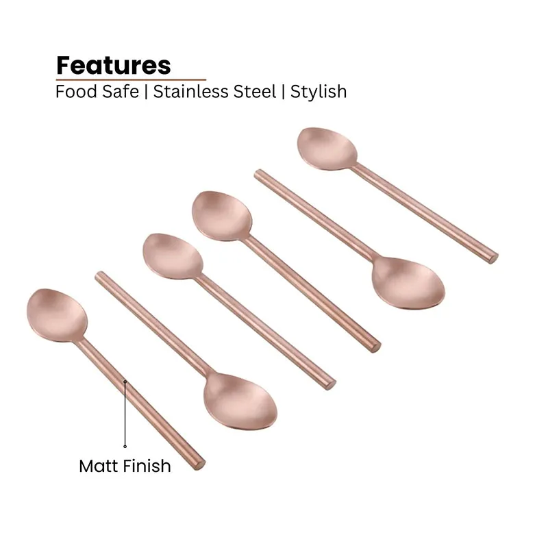 Zarif Stainless Steel Spoon Set (Copper) - Set Of Six media 6