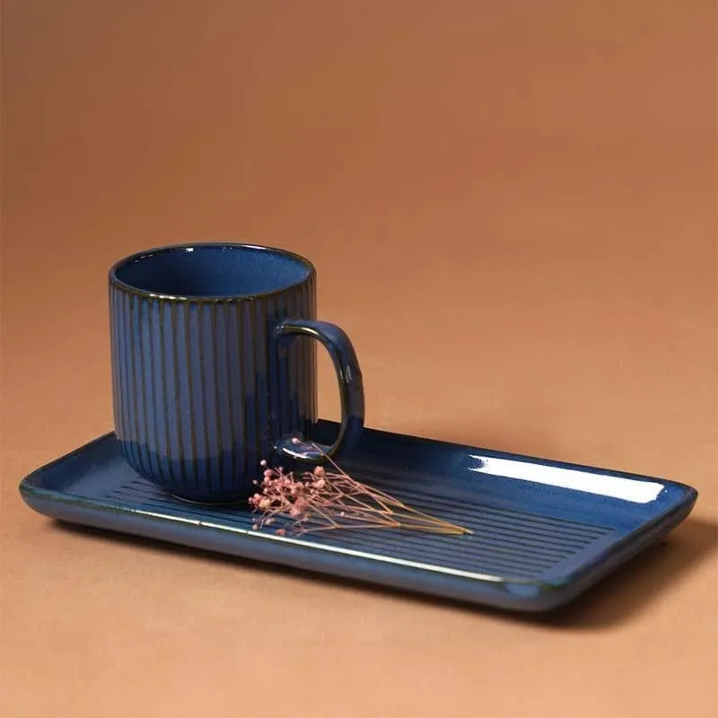 Cristie Ribbed Mug And Tray Set (Cobalt) - Set Of Two media 3