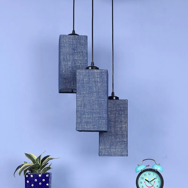 Warm Ivory Triple Metal Ceiling Lamp - Blue media 4