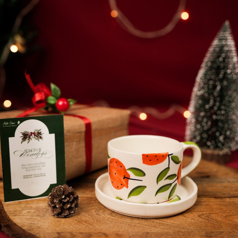 Holly Ceramic Coffee Mug (200 mL) - Two Piece Set
