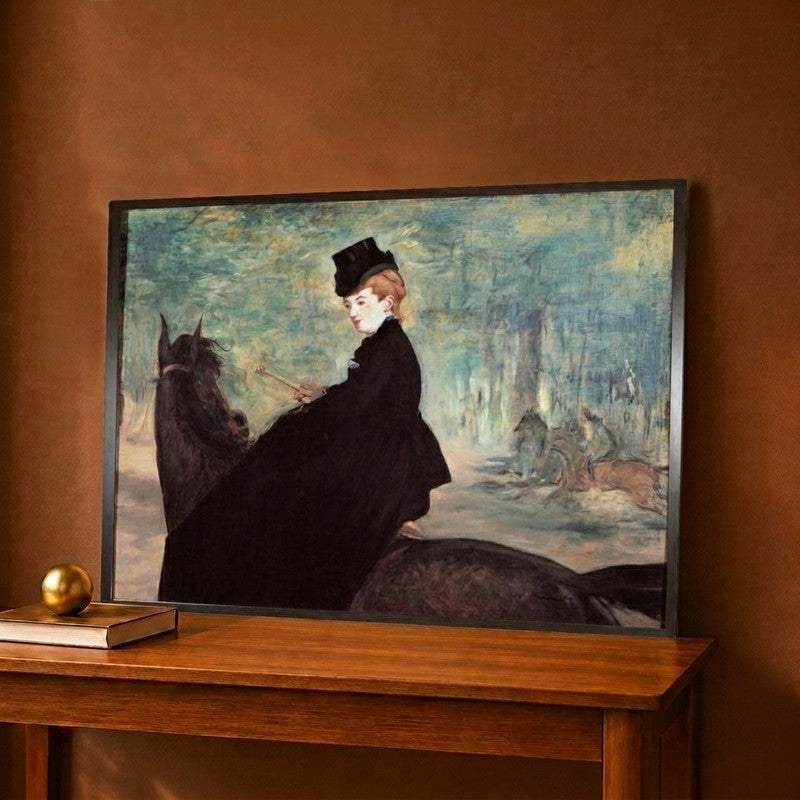 L'amazon or Portrait of Marie Lefebvre Riding a Horse 1875 Canvas Wall Painting - 24 x 18 Inches