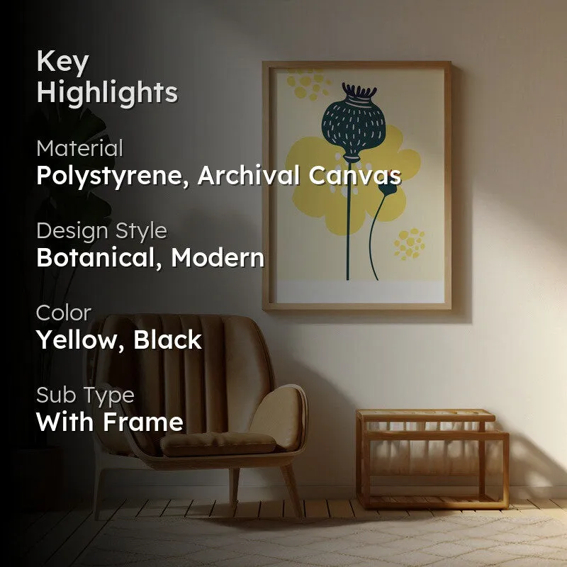 Sunlit Botanic Tranquility Archival Canvas Wall Art - Natural Brown Frame media 2