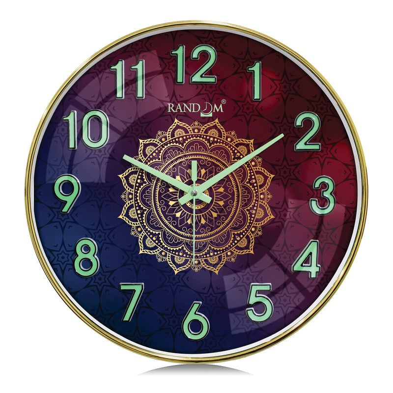 Mandala Round Floral Plastic Wall Clock - Purple media 3