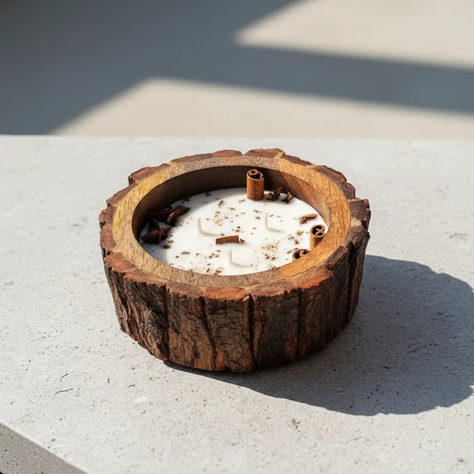 Fernia Cinnamon Scented Candle In Wooden Box media 1