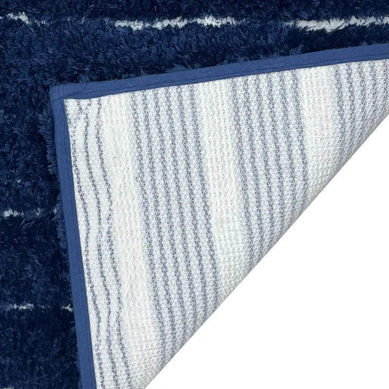 Nautica Riviera Lines Striped Anti-Skid Bath Mat - Navy Blue media 3